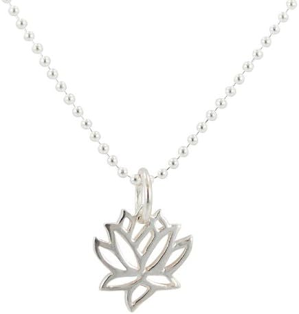 Delicate and Tiny Cut Out Lotus Flower Pendant on a 16" 1mm Sterling Silver Bead Chain Necklace