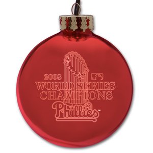 Buy Philadelphia Phillies 2008 World Series Champions Laser Etched Glass Ball Ornament by Forever Collectibles