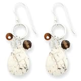 Silver Crazy Lace Agate Clear Smokey Qtz Tiger Eye Earrings