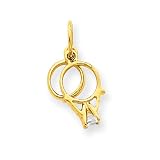 14k Wedding Rings With CZ Charm