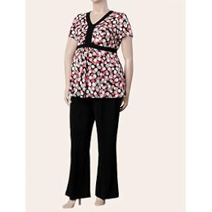 Motherhood Maternity: Plus Size Short Sleeve Empire Waist Maternity Pantset