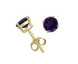 Gold Overlay Sterling Silver 8mm Round Amethyst Earrings