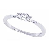 0.10ct Princess- Cut Diamond Engagement Anniversary Three Stone Ring in 14Kt White Gold