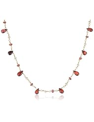 Faceted Garnet Teardrops and Rondelles with White Freshwater Cultured Pearl Linked Chain Necklace