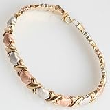 10K Yellow, White & Rose Gold Heart 7 Bracelet - OldCities Estate Jewelry