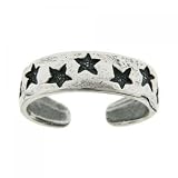 Ladies Sterling 925 Silver Adjustable Stars Toe Ring