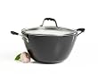 Denmark 6.7-Quart Covered Dutch Oven with White Enamel Interior, Black