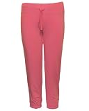 Candy Pink French Terry Sweatpants with Drawstring, Three Quarters Length