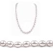 Single Strand 22 Inch 8-9mm white Oval Shape Freshwater Cultured Pearl Necklace