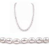 AugustinaJewelry Single Strand 22 Inch 8-9mm white Oval Shape Freshwater Cultured Pearl Necklace