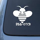 Bee-Otch - Transformers Autobot Bumblebee - Car, Truck, Notebook, Vinyl Decal Sticker #2491 | Vinyl Color: White