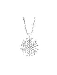 14K White Gold 1/3 ct. Diamond Snow Flake Pendant with Chain