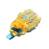 ベビー　キッズ　カチューシャ　ヘアアクセサリー　ヘアバンド　羽　花　髪飾り　かわいい　黄+青