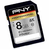 PNY Professional 8 GB Class 10 Hi-Speed SDHC 20MB/s 133x Flash Memory Card P-SDHC8G10-EF (Black)