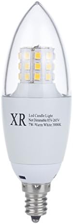 XinRui Lighting 7 Watt Warm White 3000k B35 E12 Base LED Candle Bulb, 60W Incandescent Replacement, 360 Omni-direction Candelabra, Pack of 6 units