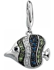 Multicolor Gemstone & Diamond Tropical Fish Charm