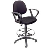Boss Drafting Stool with Foot Ring And Loop Arms, Black