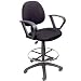 Boss Drafting Stool with Foot Ring And Loop Arms, Black