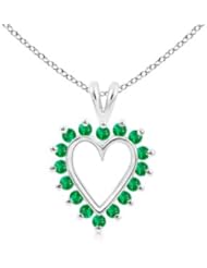 Round Heart Emerald Pendant Necklace - 0.64 ct TGW