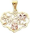 14K Two Tone Gold #1 Godmother Heart Charm