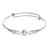 SENFAI Silver and Gold Plated Vampire Bats Wiring Bracelet Adjustable Expandable Wire Bangles (Silver Color)