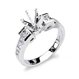 Ambra 14k White Diamond Ring (2 Princesses = .42, 8 Princesses = .60)