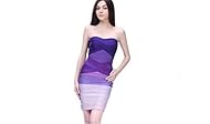 Strapless Above the Knee Short Striped Print Summer 2015 Sheath Sleeveless Polyester Bandage Dress/Bodycon Dress/Mini Dress 