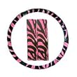 Pink Zebra Tiger Print Steering Wheel Cover and Seat Belt Pads
