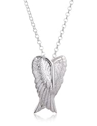 VINANI brand Germany 925 Sterling Silver Women Pendant Angel Wing matte/shiny with Cable Link Chain Necklace AEM-T