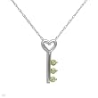Heart Necklace With Genuine Peridots in White Gold Length 18in