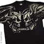 Good Vs. Evil, Angel and Devil Skull T-Shirt, Liquid Blue Full Shirt Designs
