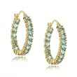 Blue Topaz Fancy Hoop Earrings in Solid Yellow Gold