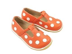 Puddle Jumper Girl's Leather Polka Dot Slip On Shoes Orange White/ FREE SHIPPING