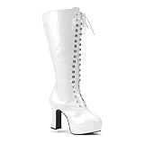 Womens PLUS SIZE 4 Inch Sexy WIDE WIDTH WIDE CALF Knee High Boot White Platform