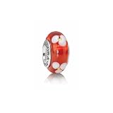beads Pandora Damen Bead  Sterling Silber 925 Muranoglaskugel rot mit Blumen KASI 79622