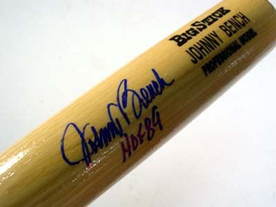 Johnny Bench Cincinnati Reds MLB Hand Signed Name Model Baseball Bat with HOF 89 Inscription