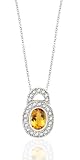 1.00 TCW GENUINE OVAL CITRINE & DIAMOND 14K PENDANT