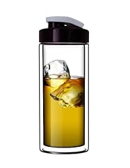 Kitchen: Suns Tea (TM) 18oz Ultra Clear Double-Wall Glass Travel Mug with Flip-on Drinkhole Lid (made of real borosilicate glass) - SUN Valley Enterprises LLC
