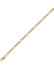14K Solid Yellow Gold Figaro Ficonucci Chain Bracelet 3.2mm (1/8 in.) - 7 in.