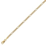 14K Solid Yellow Gold Figaro Ficonucci Chain Bracelet 3.2mm (1 8) 7