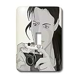 Kike Calvo Photography Illustrations by J.Carrasco - Young woman photographs using a rangefinder camera - Light Switch Covers - single toggle switch