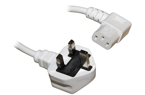 2M Right Angle Kettle Type IEC Power Mains Cable Lead - White