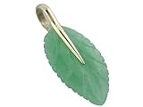 Light Green Jade Sole Leaf Pendant, 14k Gold
