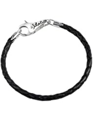 SilveRado(tm) LC002-21 Leather Black 3.0mm 8.3" Bead Bracelet