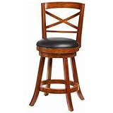 Set of 2 24"H Counter Height Stools Padded Seat Light Cherry Finish
