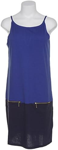 KERSH Color-Block Zip-Pocket Shift Dress,NVY,M