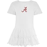 Alabama Crimson Tide Infant White Ruffled Creeper Dress with crystals
