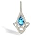 14K White Gold Genuine Pear Blue Topaz Celtic Claddagh Pendant