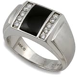 1/3ctw Men's Onyx and Diamond Ring
