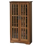 Small Glass-Front Media Cabinet-Oak Finish